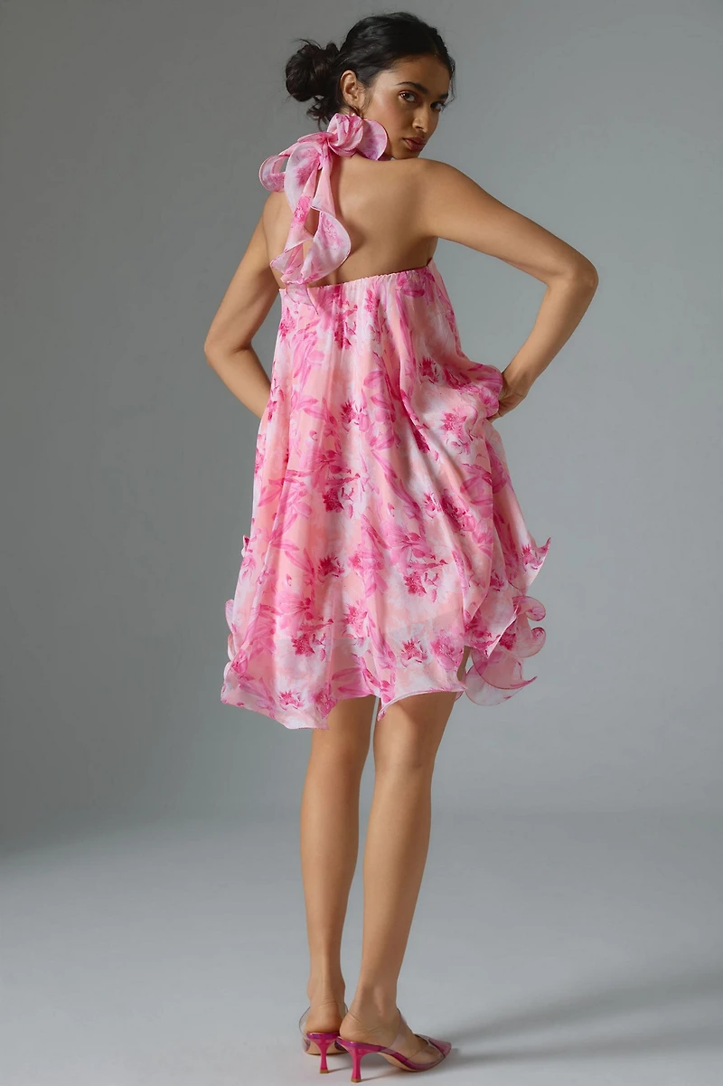 Mandira Wirk Floral Halter Swing Dress