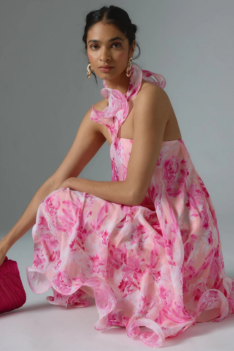 Mandira Wirk Floral Halter Swing Dress