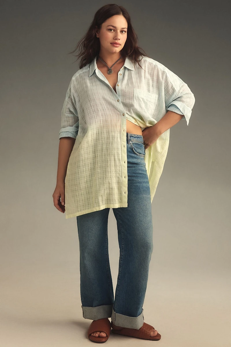 Pilcro Textured Boxy Buttondown Shirt