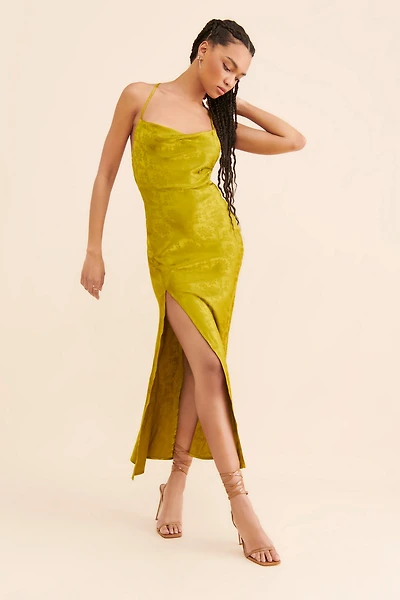 If By Sea Jacquard Cowl Neck Slip Dress