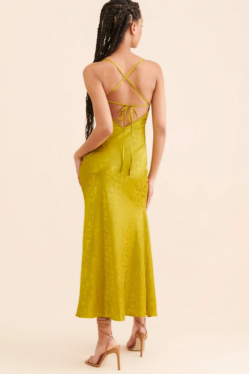 If By Sea Jacquard Cowl Neck Slip Dress