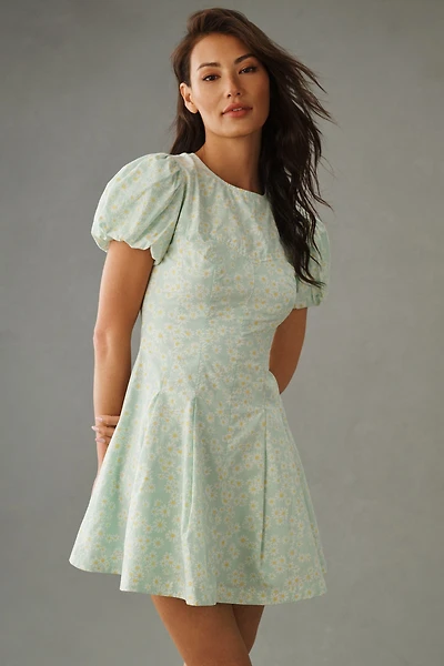 Maeve Puff-Sleeve Pleated Dress