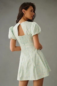 Maeve Puff-Sleeve Pleated Dress