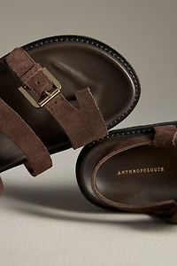 By Anthropologie Suede Buckle Sandals