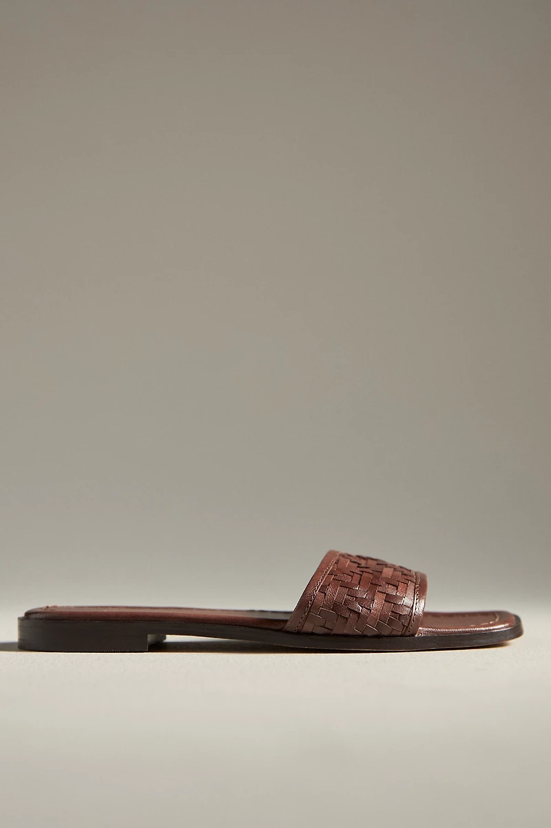 Woven Leather Slide Sandals