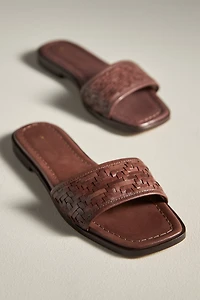 Woven Leather Slide Sandals
