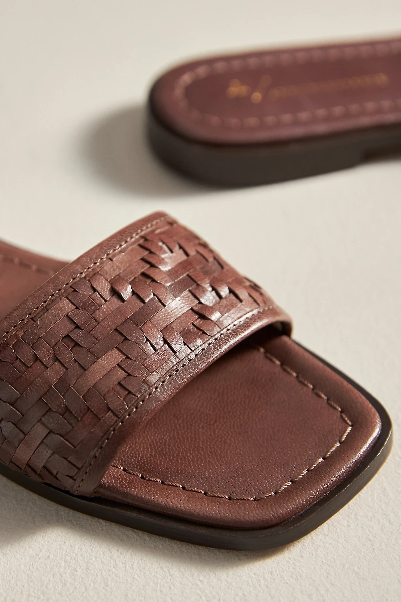 Woven Leather Slide Sandals