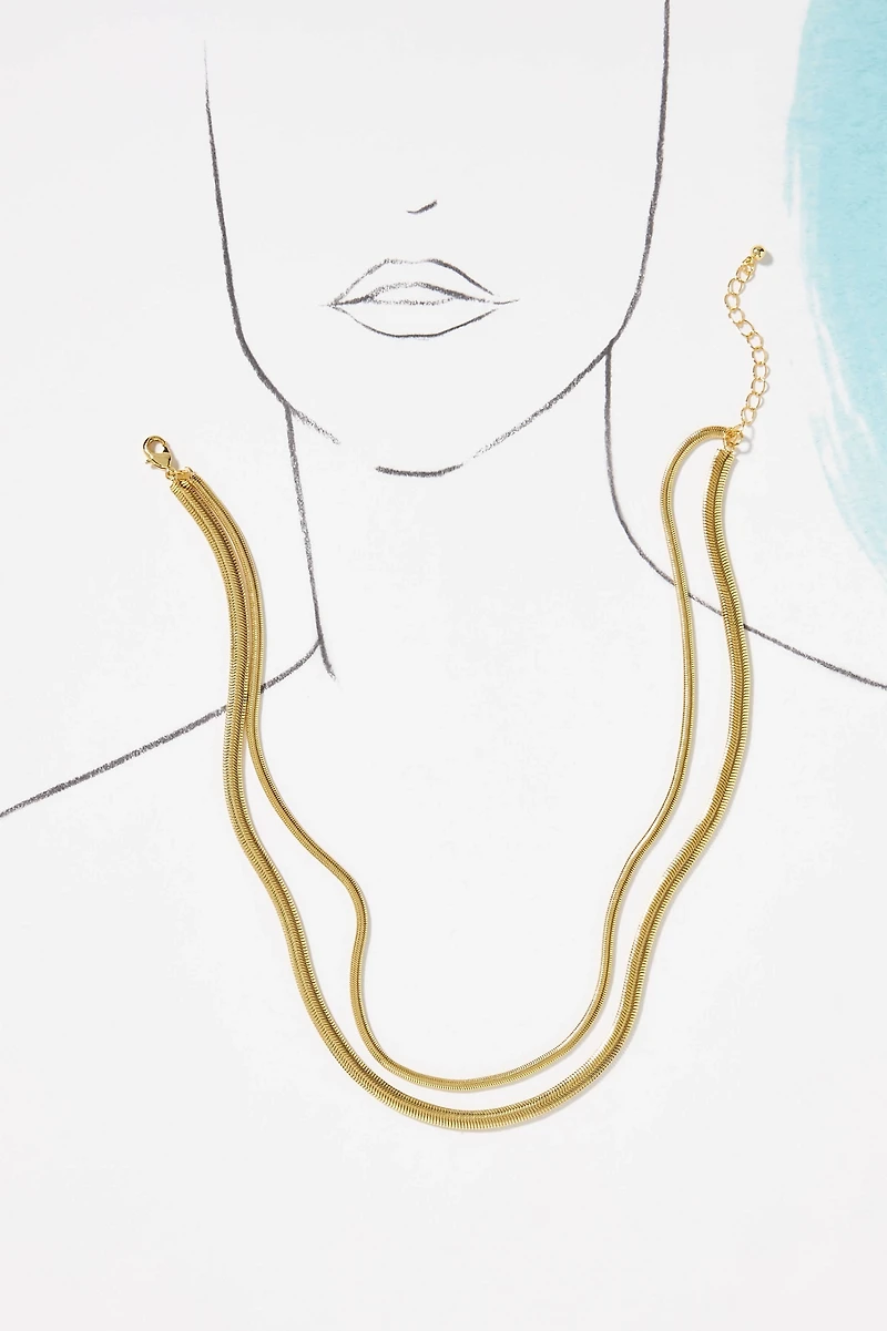 Uncommon James Layered Flat Snake Chain Necklace