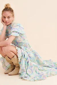 Love And Liberation Tiered Puff-Sleeve Maxi Dress