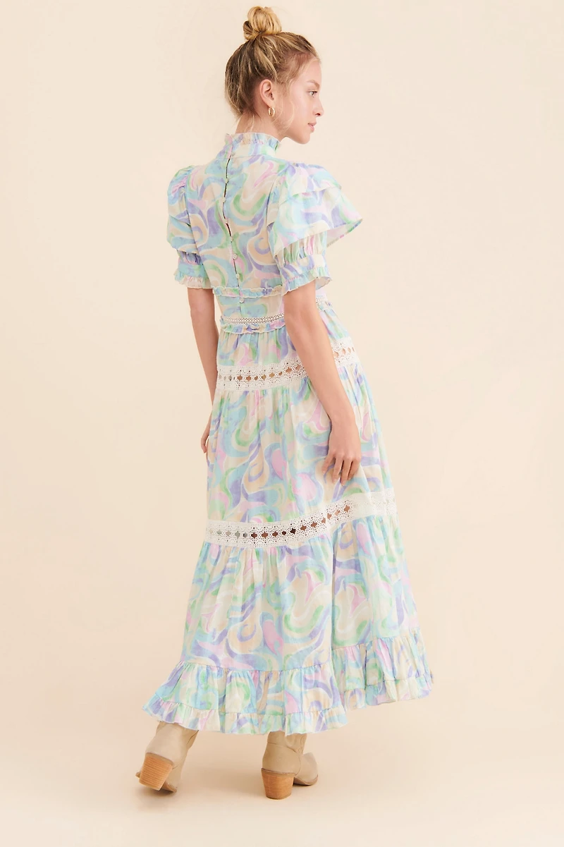 Love And Liberation Tiered Puff-Sleeve Maxi Dress