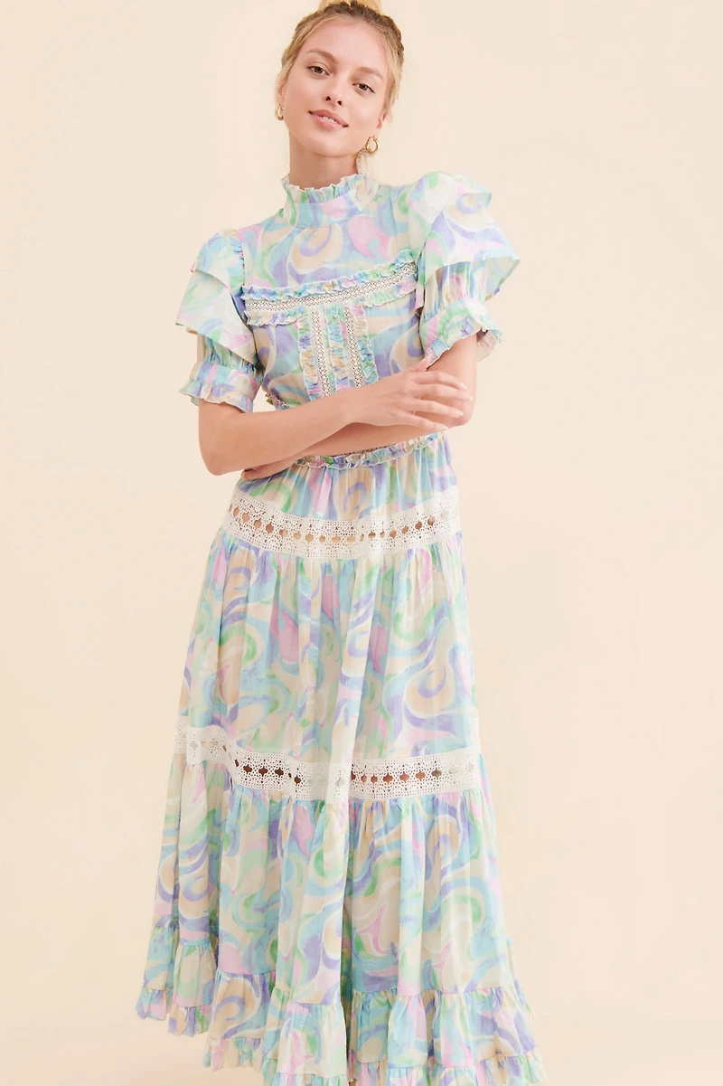 Love And Liberation Tiered Puff-Sleeve Maxi Dress