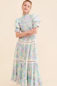 Love And Liberation Tiered Puff-Sleeve Maxi Dress