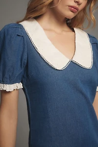 Porridge Short-Sleeve Collared Slim Midi Dress
