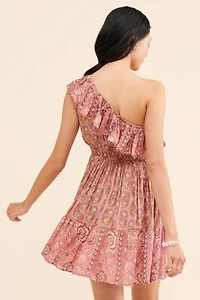 Gypsy Queen Paisley One Shoulder Mini Dress