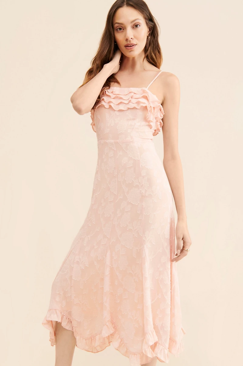 If By Sea Floral Ruffled Midi Dress