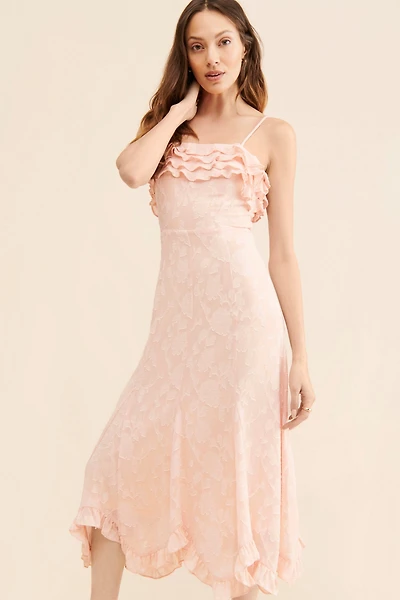 If By Sea Floral Ruffled Midi Dress