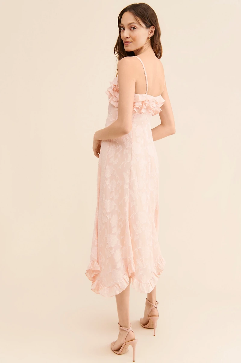 If By Sea Floral Ruffled Midi Dress