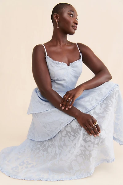 4SI3NNA Campbell Lace Tiered Midi Dress
