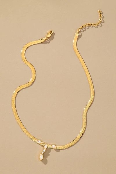 Luv Aj Bianca Drop Crystal Snake Chain Necklace