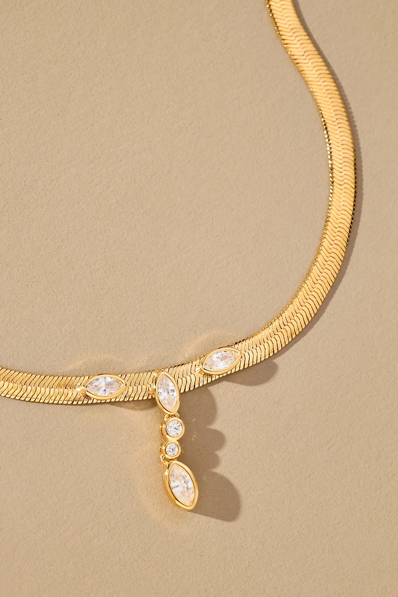 Luv Aj Bianca Drop Crystal Snake Chain Necklace