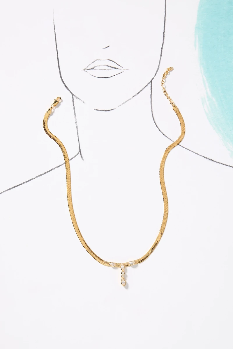 Luv Aj Bianca Drop Crystal Snake Chain Necklace