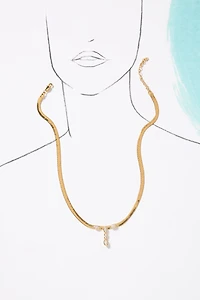 Luv Aj Bianca Drop Crystal Snake Chain Necklace