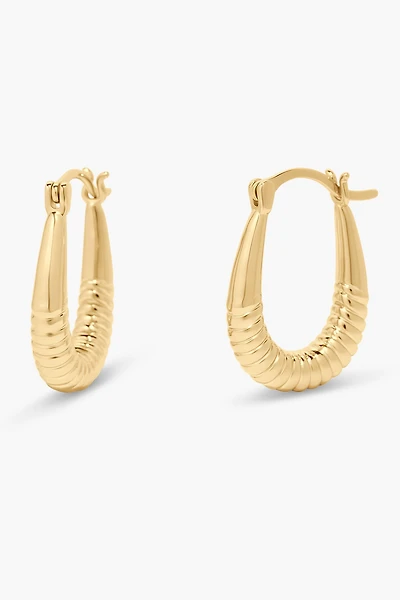Brook & York Textured Oval Vermeil Hoop Earrings