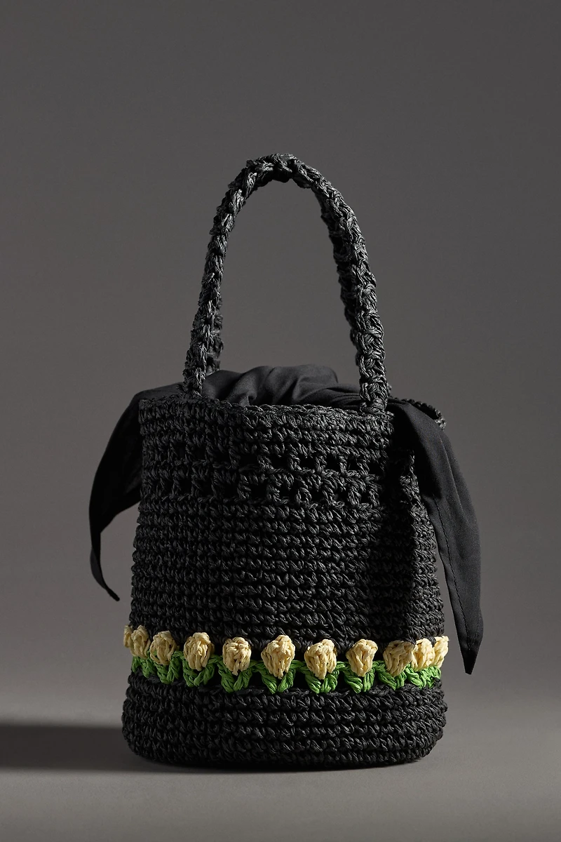 Damson Madder Raffia Bucket Bag