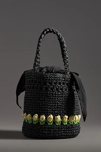 Damson Madder Raffia Bucket Bag