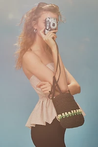 Damson Madder Raffia Bucket Bag
