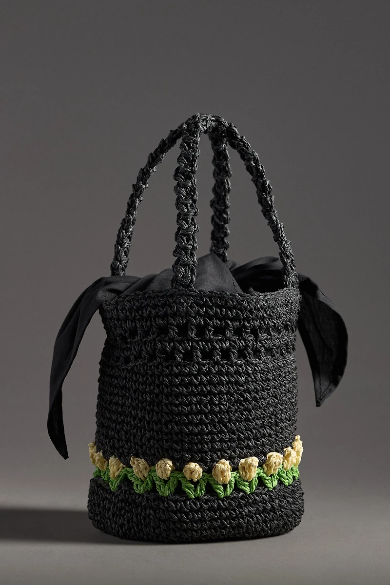 Damson Madder Raffia Bucket Bag
