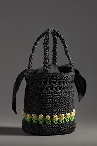 Damson Madder Raffia Bucket Bag