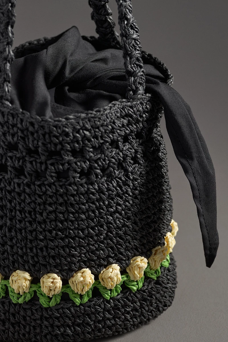 Damson Madder Raffia Bucket Bag