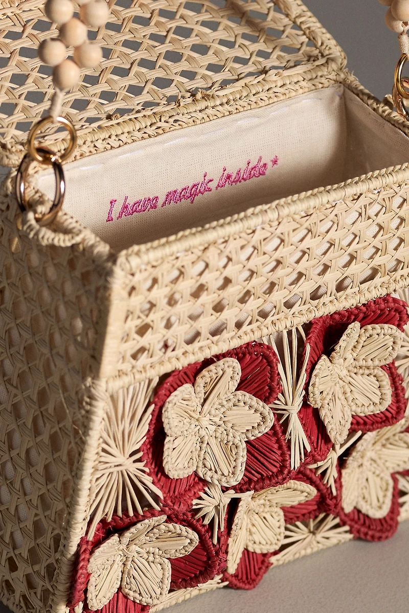 Mercedes Salazar Appliqué Raffia Bag