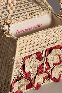 Mercedes Salazar Appliqué Raffia Bag