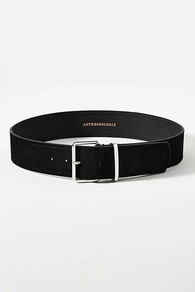 Square-Buckle Suede Belt