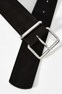 Square-Buckle Suede Belt