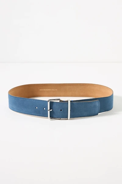Square-Buckle Suede Belt