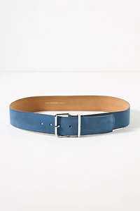 Square-Buckle Suede Belt