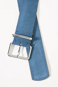 Square-Buckle Suede Belt