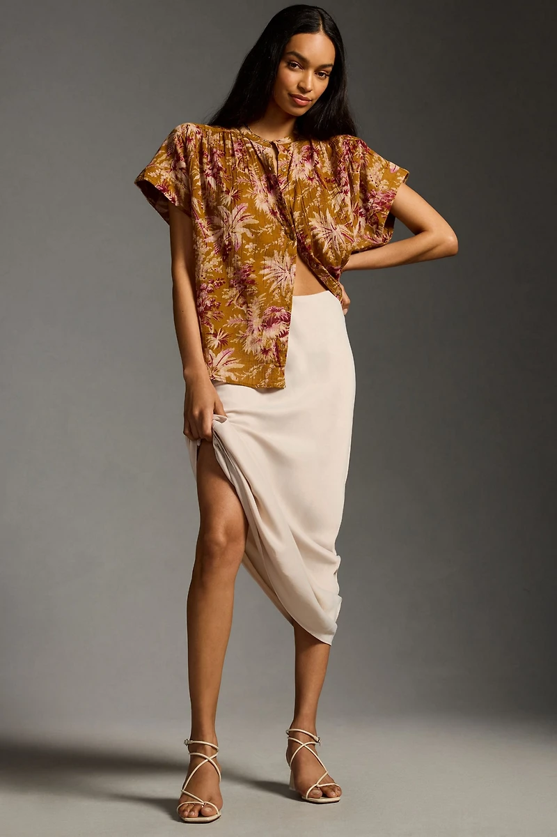 Pilcro Short-Sleeve Batwing Buttoned Blouse
