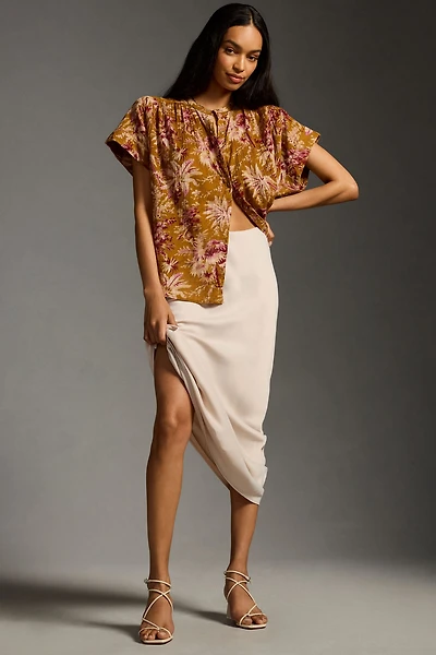 Pilcro Short-Sleeve Batwing Buttoned Blouse