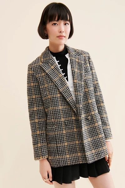 Hutch Plaid Printed Blazer Coat