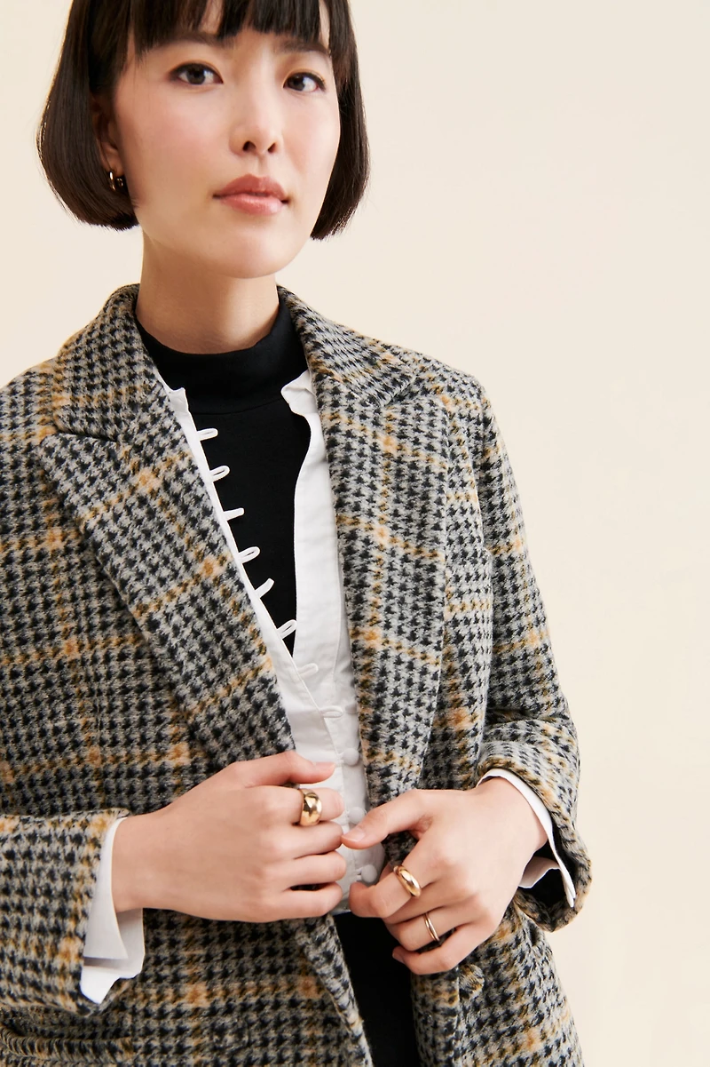 Hutch Plaid Printed Blazer Coat