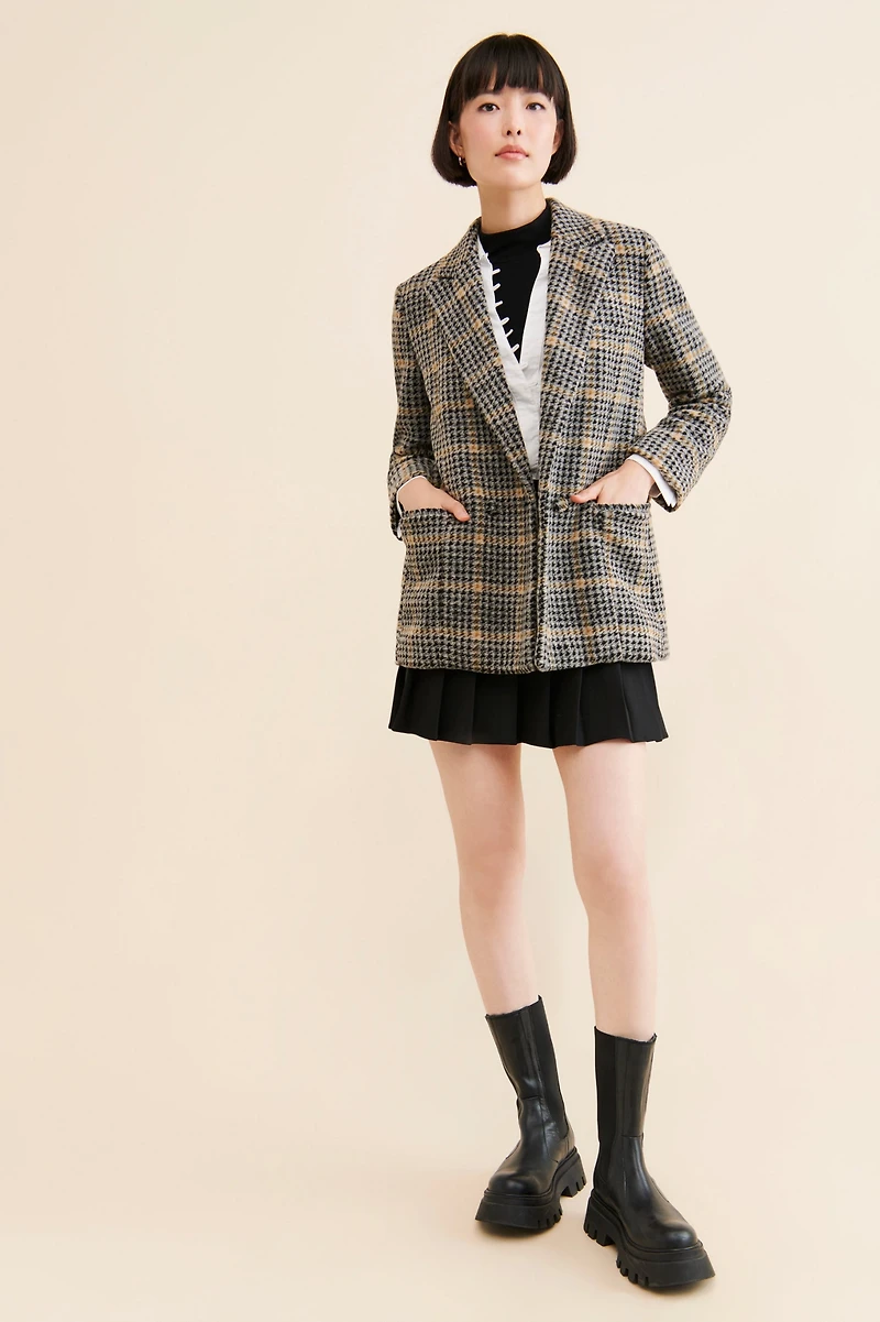 Hutch Plaid Printed Blazer Coat