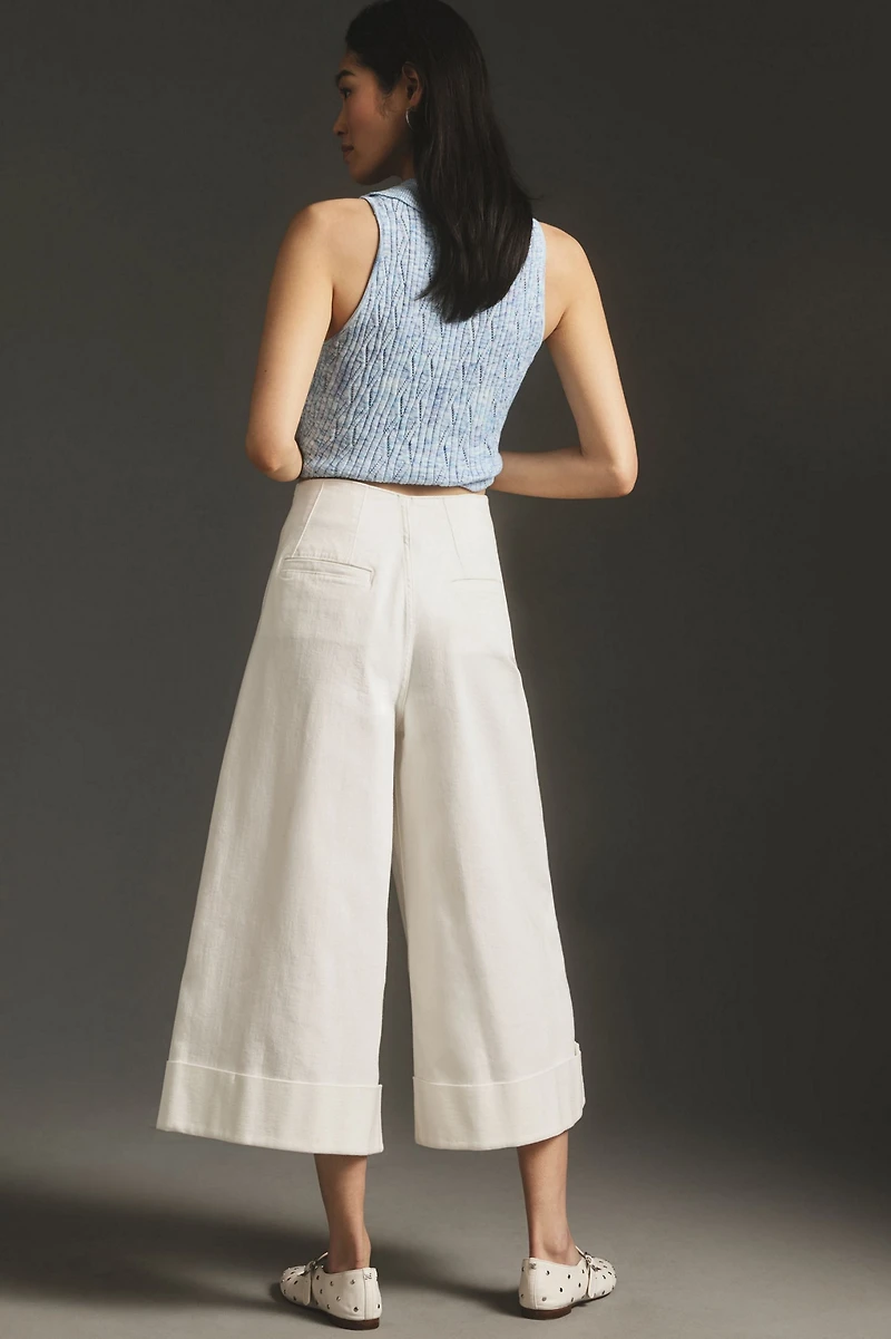 Maeve Pleated High-Rise Wide-Leg Jeans