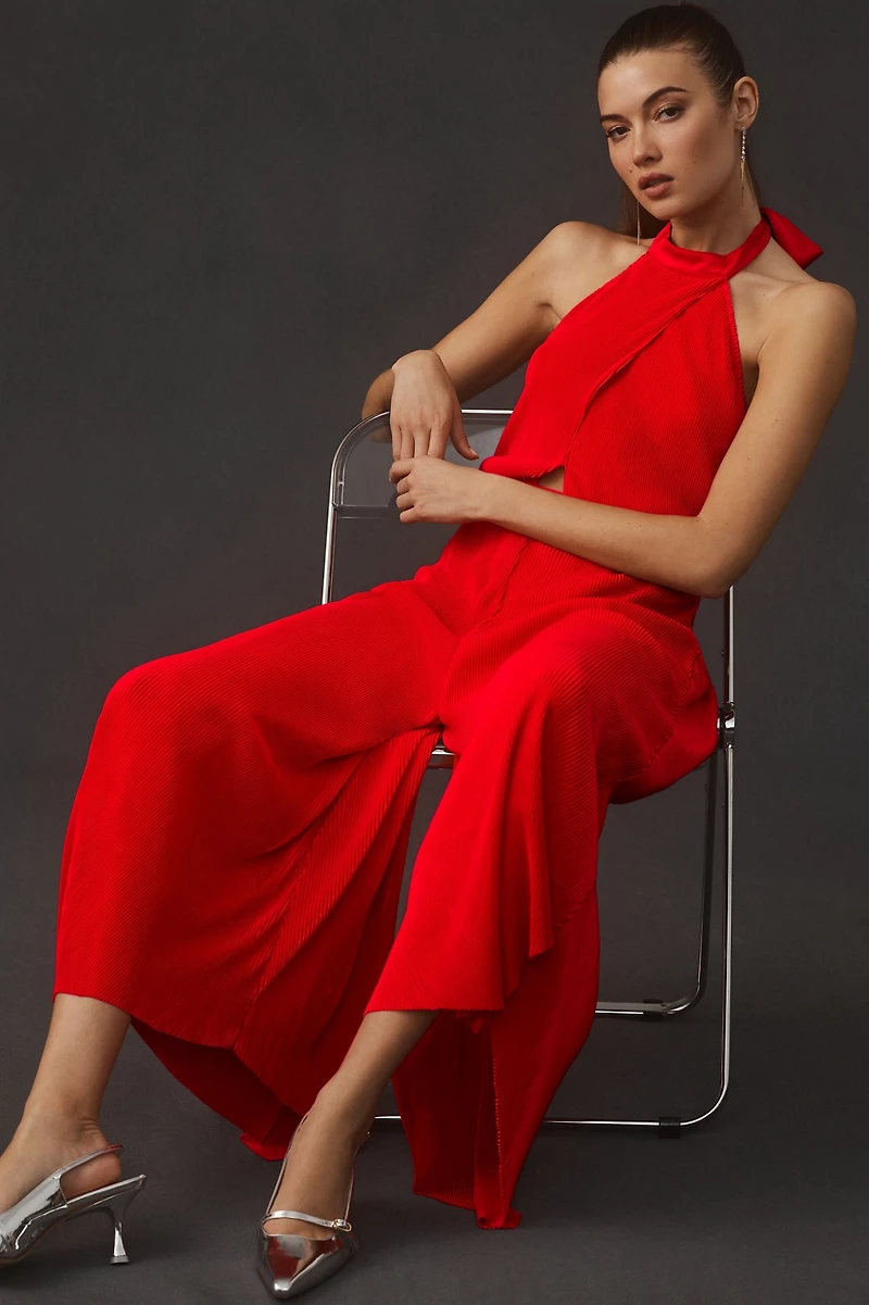 Plisse Halter Jumpsuit