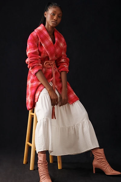 Avec Les Filles Plaid Longline Coat