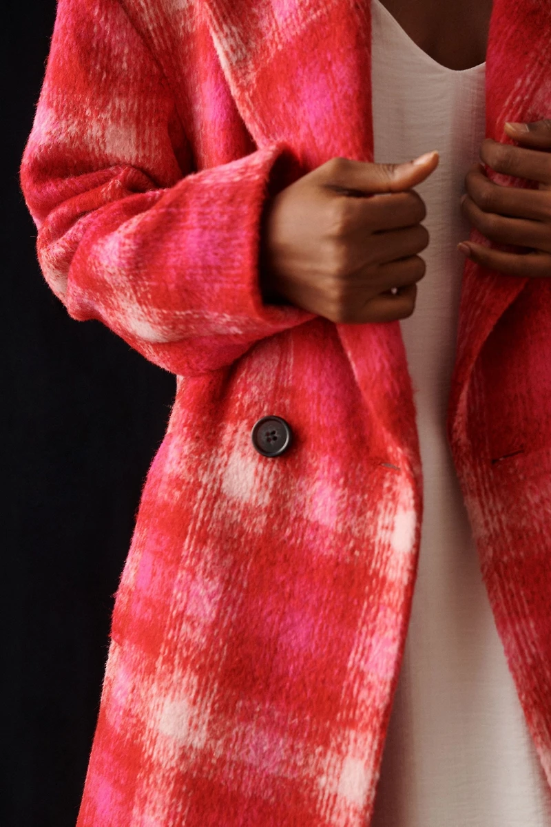 Avec Les Filles Plaid Longline Coat