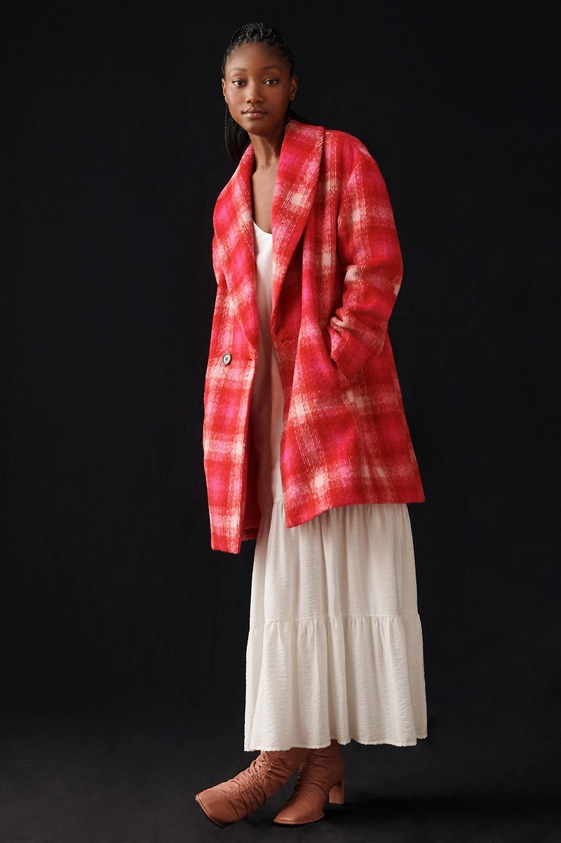 Avec Les Filles Plaid Longline Coat